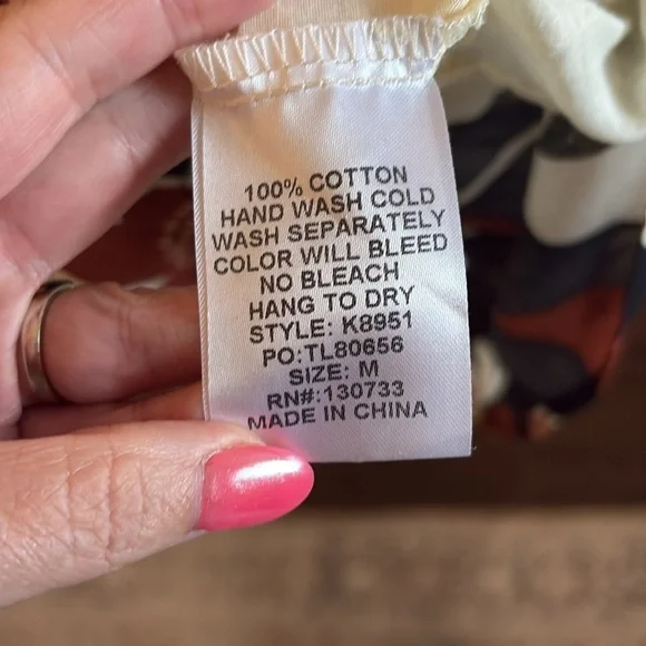 Umgee Floral Print Dress with 3/4 Sleeves/ Size Medium - Picture 7 of 8